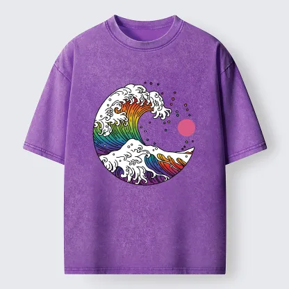 Tokyo-Tiger Rainbow Waves Washed T-Shirt