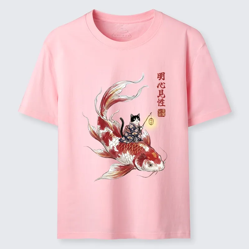 Tokyo-Tiger Cute Kimono Cat On Koi Fish Classic T-Shirt Sale