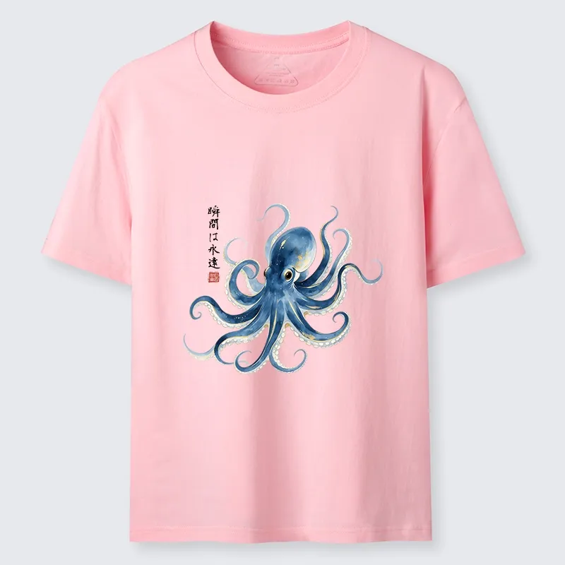 Tokyo-Tiger Stylish Blue Octopus Japanese Classic T-Shirt