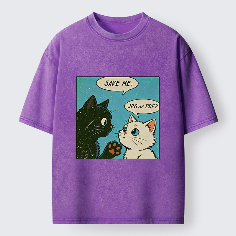 Tokyo-Tiger Black White Cat Office Meme Washed T-Shirt