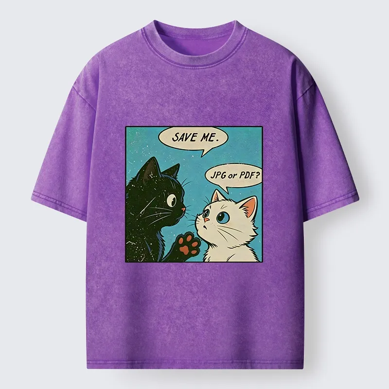 Tokyo-Tiger Black White Cat Office Meme Washed T-Shirt