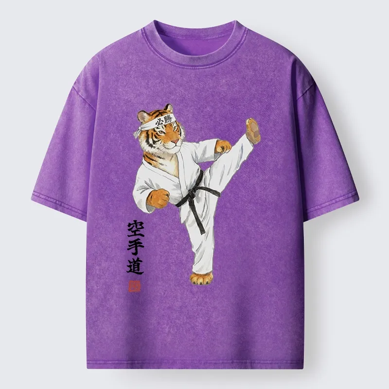 Tokyo-Tiger Karate Kick Tiger Washed T-Shirt