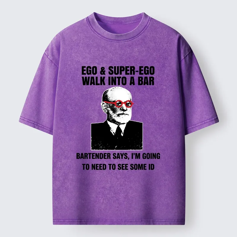 Tokyo-Tiger Funny Psychology Bar Joke Washed T-Shirt