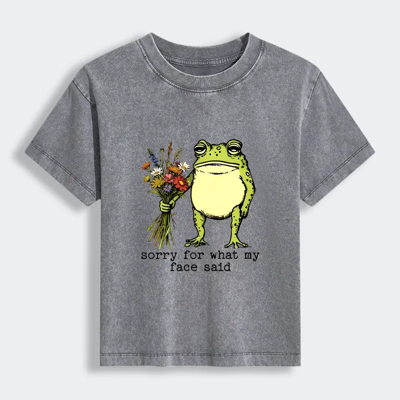 Tokyo-Tiger Frog Sorry Mode Activated Women's Washed T-shirt