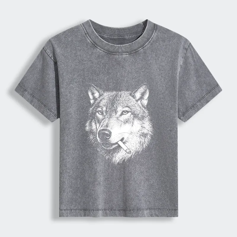 Tokyo-Tiger Cool Wolf Meme Bad Decisions Pending Women's Washed T-shirt Sale
