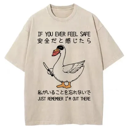 Tokyo-Tiger Funny Goose With Knife Washed T-Shirt