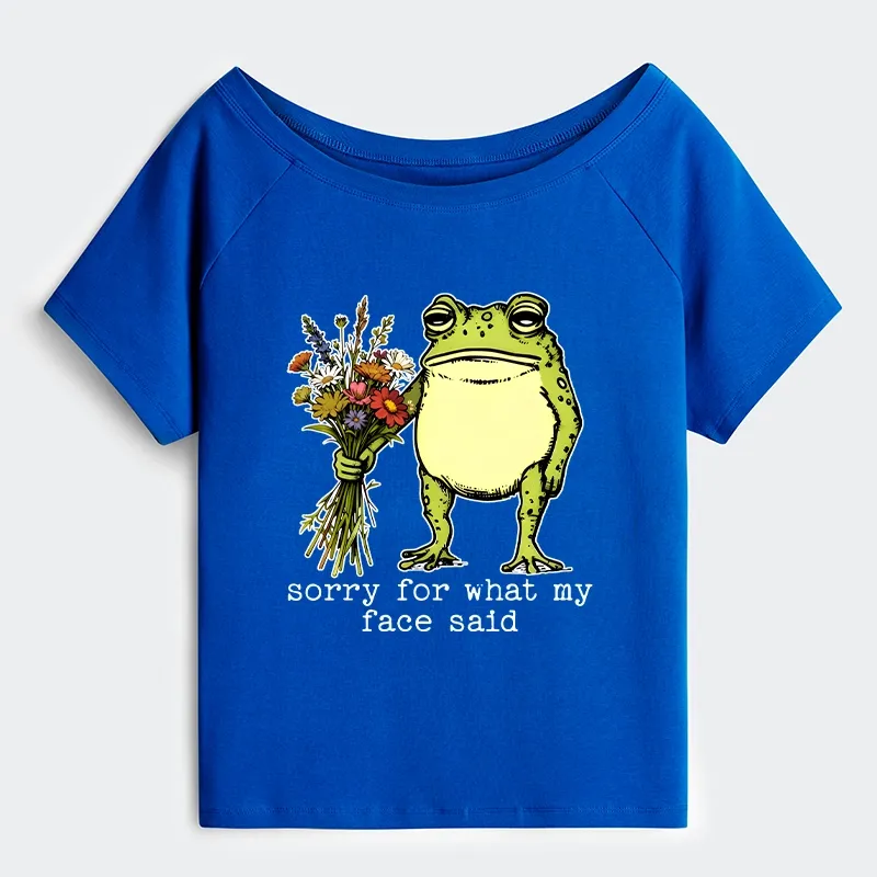 Tokyo-Tiger Frog Sorry Mode Activated Off Shoulder T-Shirt