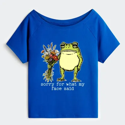 Tokyo-Tiger Frog Sorry Mode Activated Off Shoulder T-Shirt
