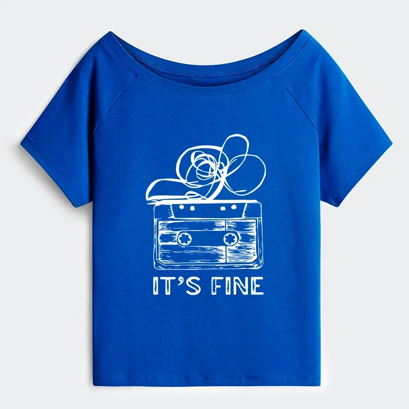 Tokyo-Tiger Cassette Fine Meme Off Shoulder T-Shirt