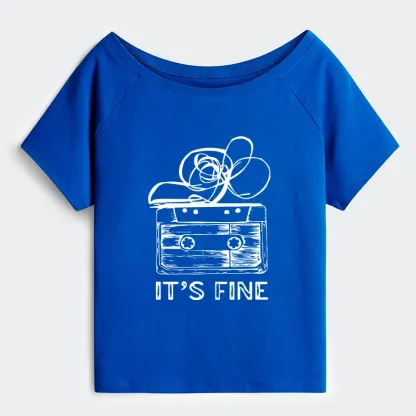 Tokyo-Tiger Cassette Fine Meme Off Shoulder T-Shirt
