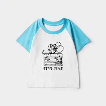 Tokyo-Tiger Cassette Fine Meme Kids Raglan T-shirt