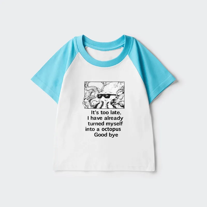 Tokyo-Tiger Octopus Meme I Disappeared Completely Kids Raglan T-shirt