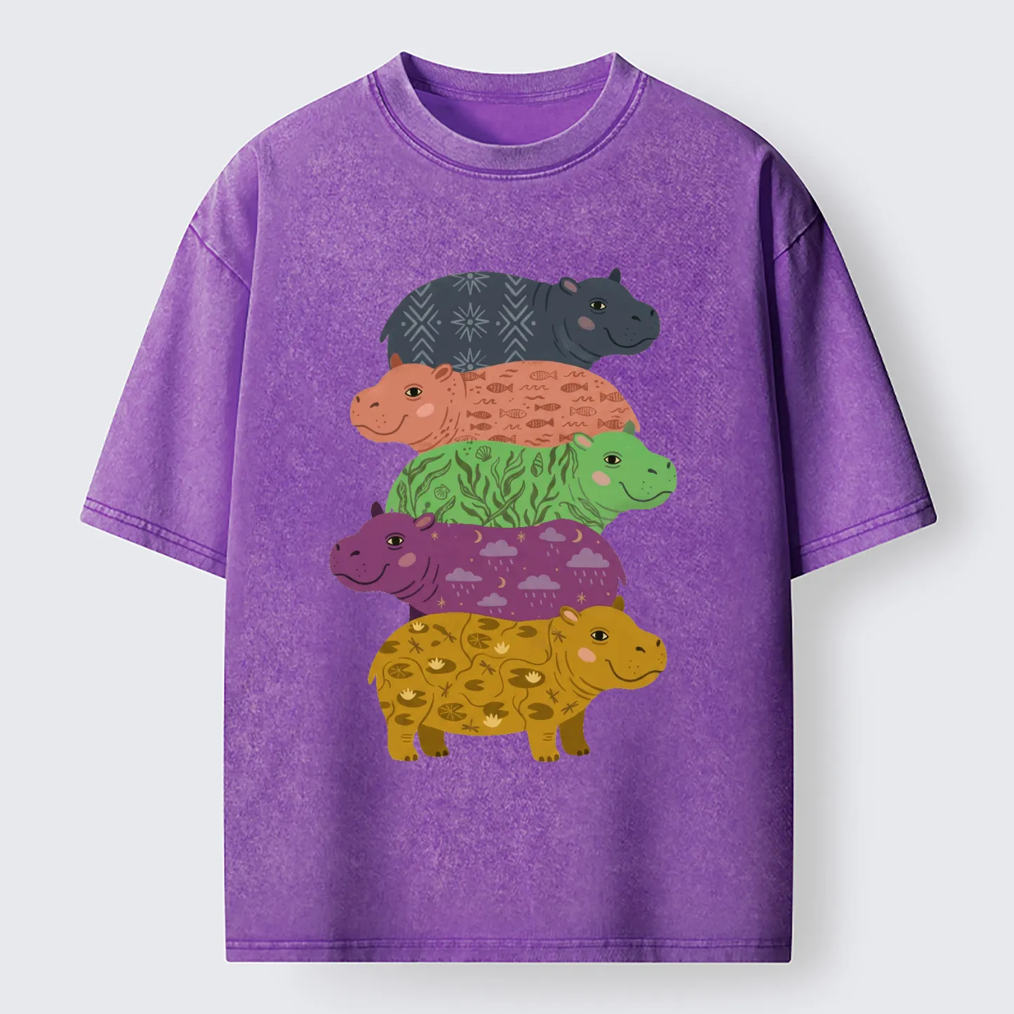 Tokyo-Tiger Stack Of Moodengs Washed T-Shirt