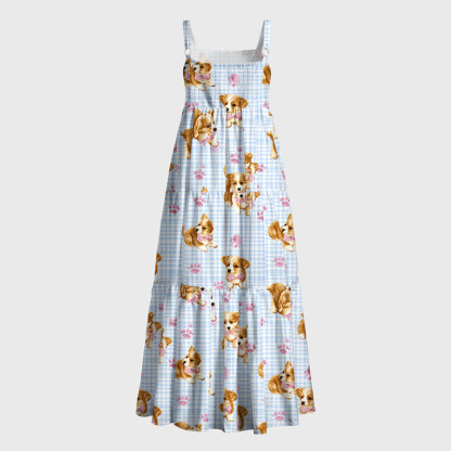 Tokyo-Tiger Paws and Corgi Cuties Maxi Dress