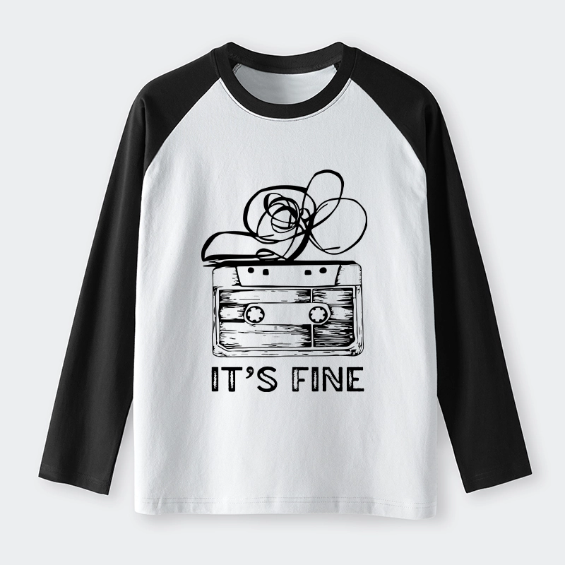 Tokyo-Tiger Cassette Fine Meme Raglan Long Sleeve T-shirt