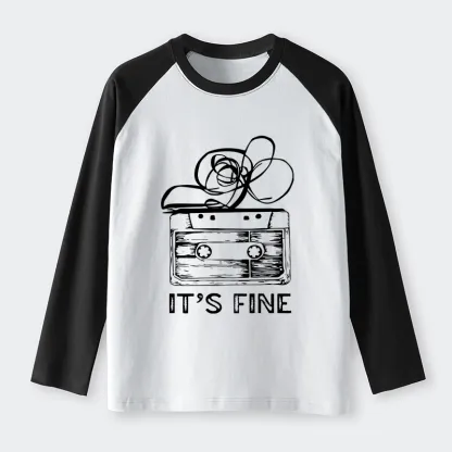 Tokyo-Tiger Cassette Fine Meme Raglan Long Sleeve T-shirt