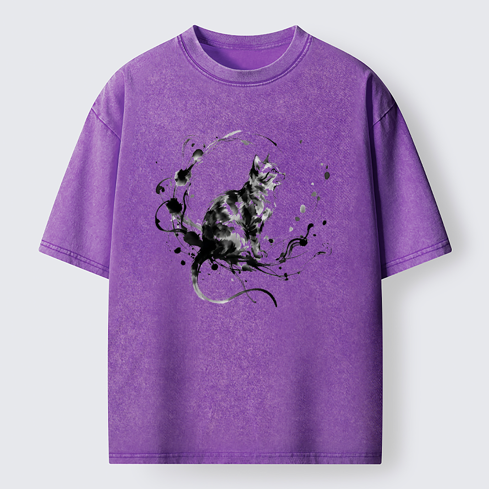 Tokyo-Tiger Ink Cat Washed T-Shirt