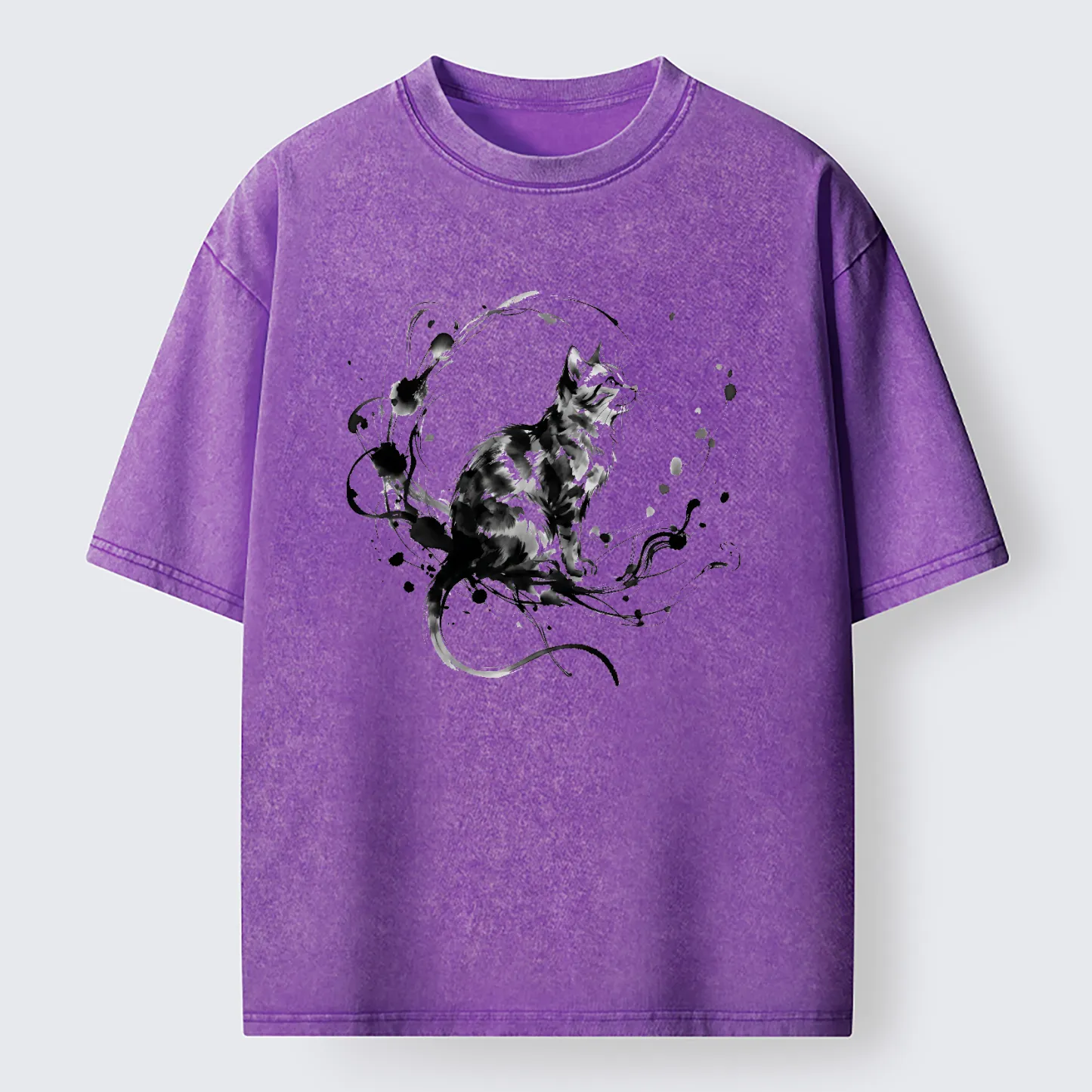 Tokyo-Tiger Ink Cat Washed T-Shirt