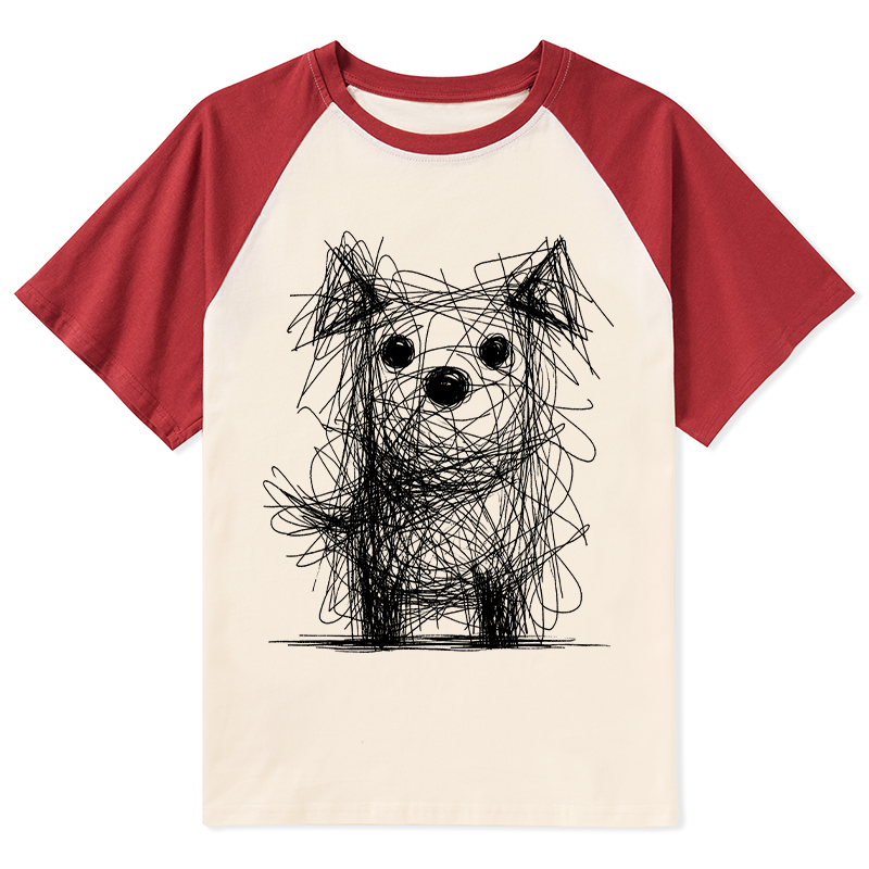 Tokyo-Tiger Scruffy Dog Chaos Art Raglan T-shirt