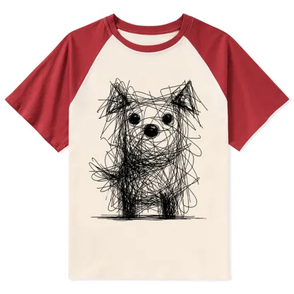Tokyo-Tiger Scruffy Dog Chaos Art Raglan T-shirt