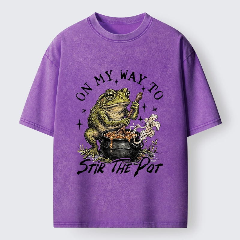 Tokyo-Tiger Frog On My Way To Stir The Pot Washed T-Shirt