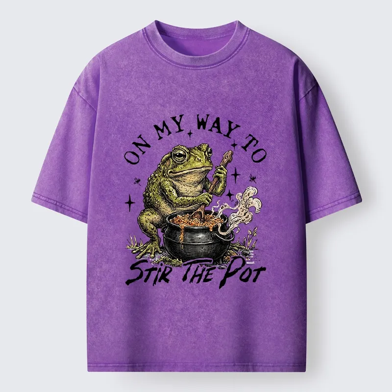 Tokyo-Tiger Frog On My Way To Stir The Pot Washed T-Shirt