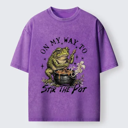 Tokyo-Tiger Frog On My Way To Stir The Pot Washed T-Shirt