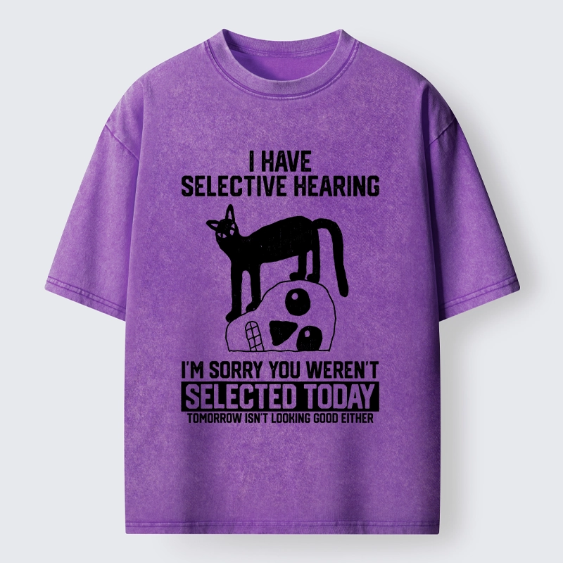 Tokyo-Tiger Cat Selective Hearing Funny Meme Washed T-Shirt