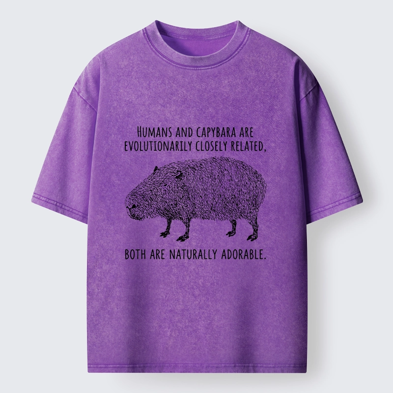 Tokyo-Tiger Capybara And Humans Are Cousins Washed T-Shirt