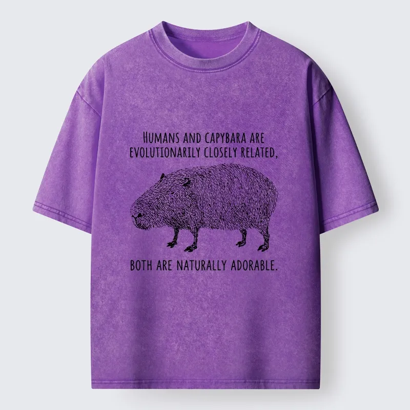Tokyo-Tiger Capybara And Humans Are Cousins Washed T-Shirt