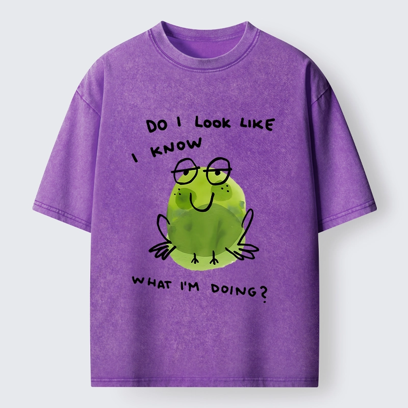 Tokyo-Tiger Little Green Frog Has No Idea What’s Next Washed T-Shirt