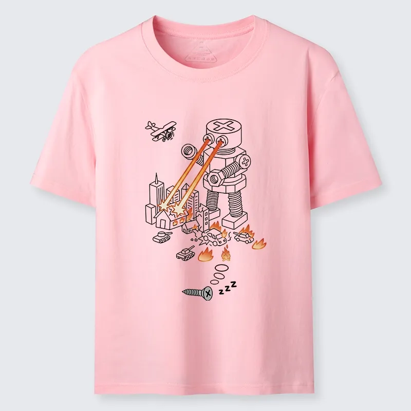 Tokyo-Tiger Funny Screw Robot Destroying City Classic T-Shirt