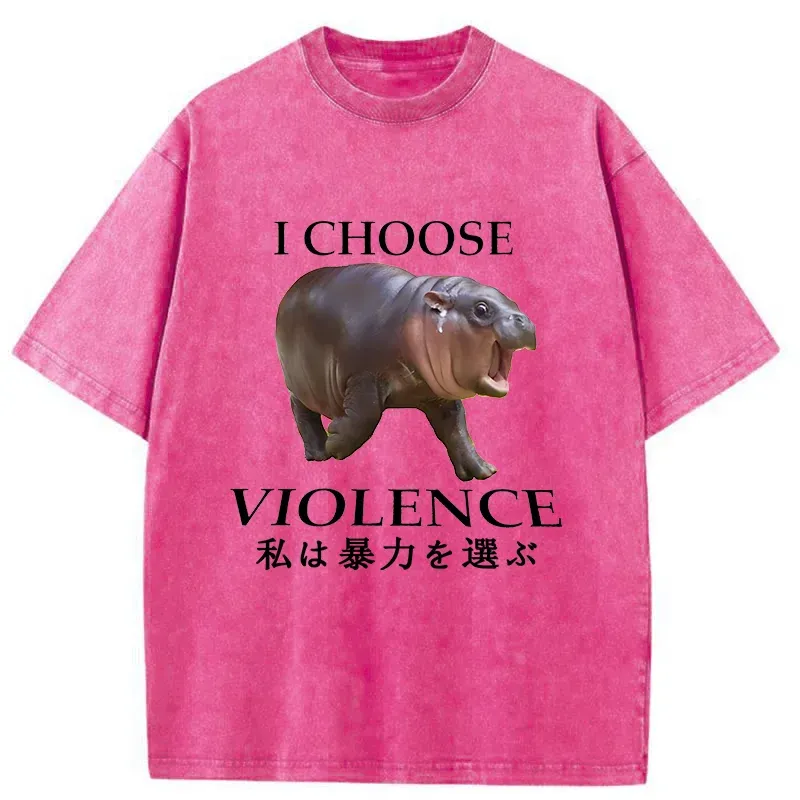 Tokyo-Tiger Moo Deng Choose Violence Washed T-Shirt