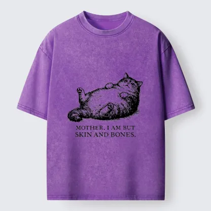 Tokyo-Tiger Chonky Cat Begging For Food Washed T-Shirt