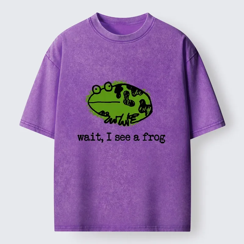 Tokyo-Tiger Silly Frog Doodle Art Washed T-Shirt