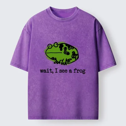 Tokyo-Tiger Silly Frog Doodle Art Washed T-Shirt