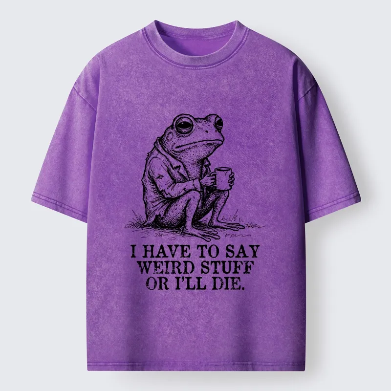 Tokyo-Tiger Frog In Suit Drinking Coffee Washed T-Shirt