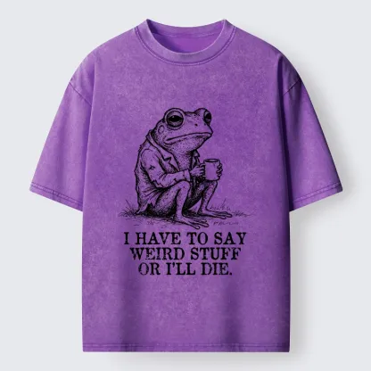 Tokyo-Tiger Frog In Suit Drinking Coffee Washed T-Shirt