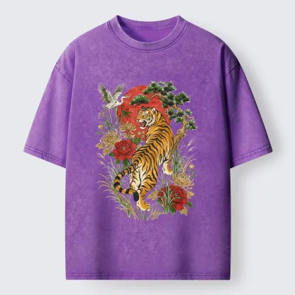 Tokyo-Tiger Majestic Tiger Under The Red Sun Washed T-Shirt