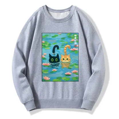 Tokyo-Tiger Cats In The Lotus Pond Classic Sweatshirt