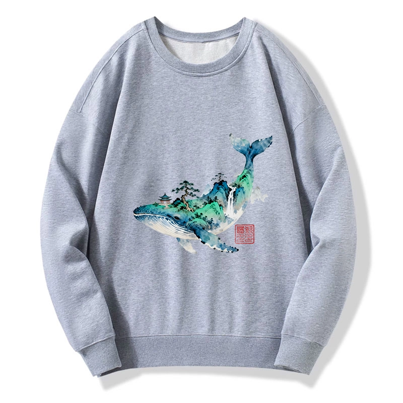 Tokyo-Tiger Whale Ink Painting Landscape Classic Sweatshirt