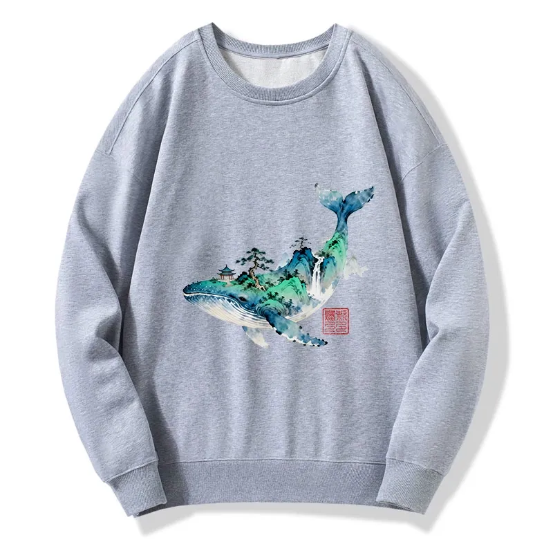 Tokyo-Tiger Whale Ink Painting Landscape Classic Sweatshirt