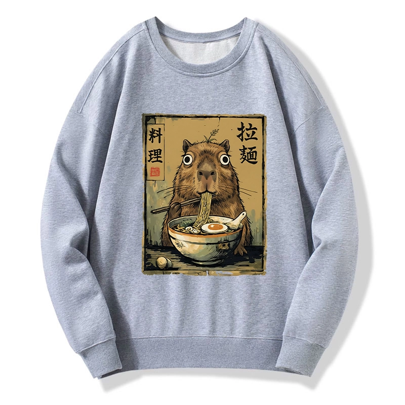 Tokyo-Tiger Cute Capybara Eating Ramen Classic Sweatshirt