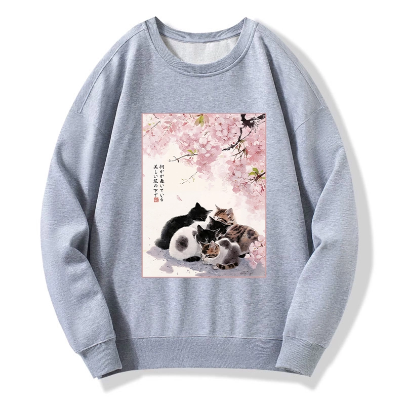 Tokyo-Tiger Cute Cats Sakura Garden Classic Sweatshirt