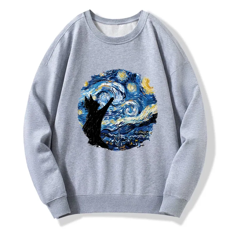 Tokyo-Tiger Starry Night Black Cat Classic Sweatshirt