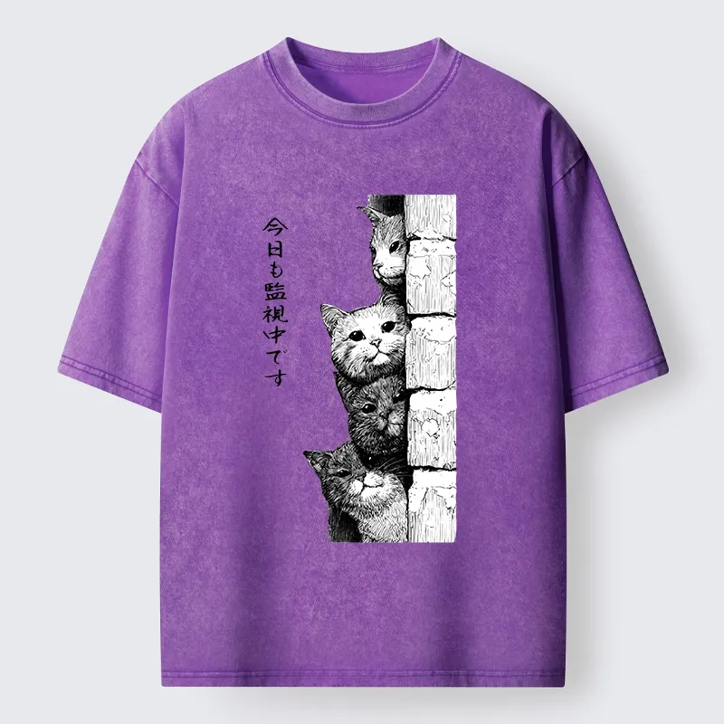 Tokyo-Tiger Cats Are Watching You Always Washed T-Shirt