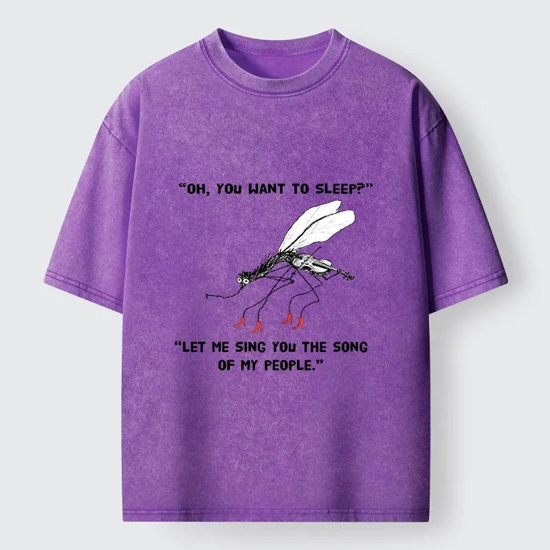 Tokyo-Tiger Annoying Mosquito At Night Washed T-Shirt Sale