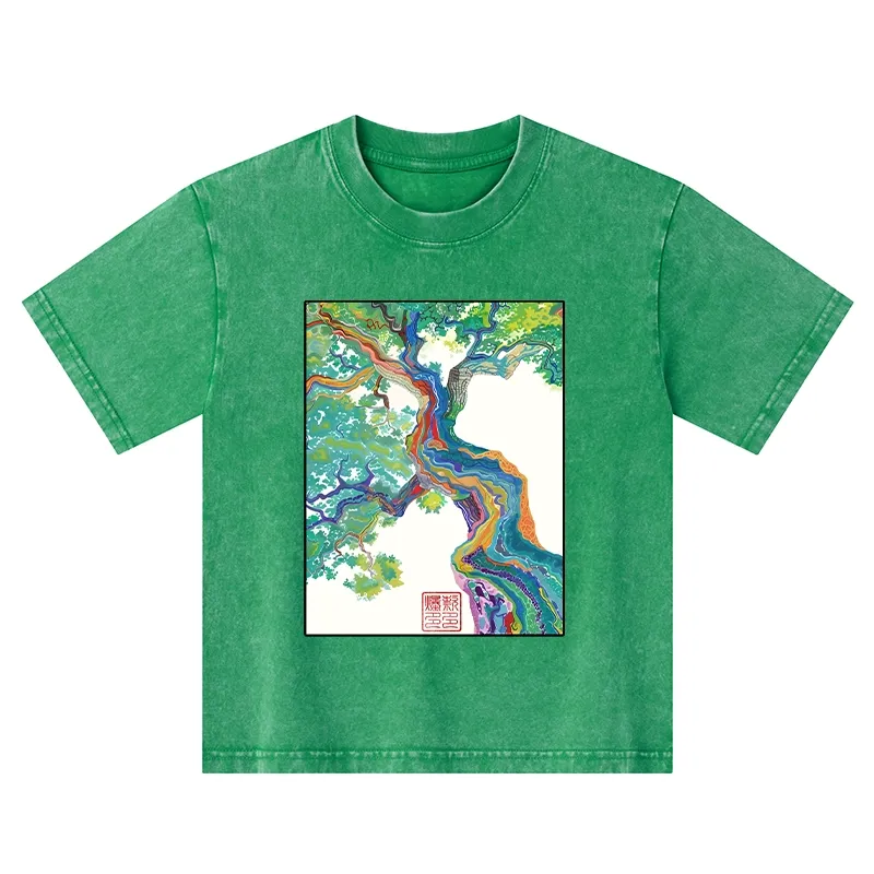 Tokyo-Tiger Colorful Magic Tree Kids Washed T-Shirt Sale