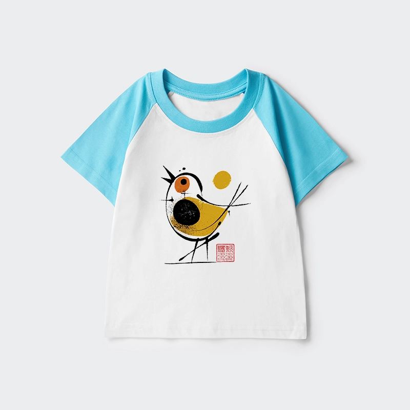 Tokyo-Tiger Aesthetic Yellow And Black Bird Kids Raglan T-shirt