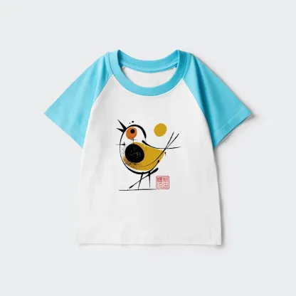 Tokyo-Tiger Aesthetic Yellow And Black Bird Kids Raglan T-shirt